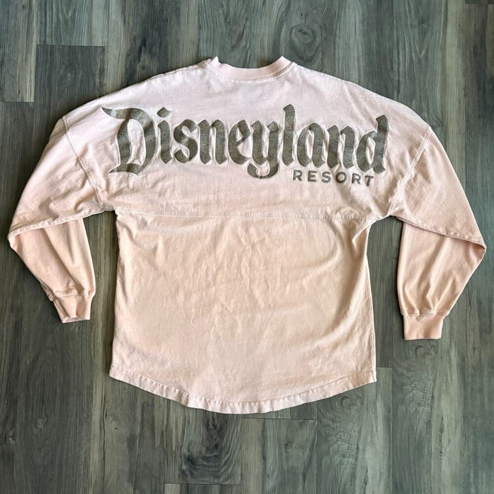Disneyland Resort Spirit Jersey Shirt Disney Peach Rose Gold Glitter Size S